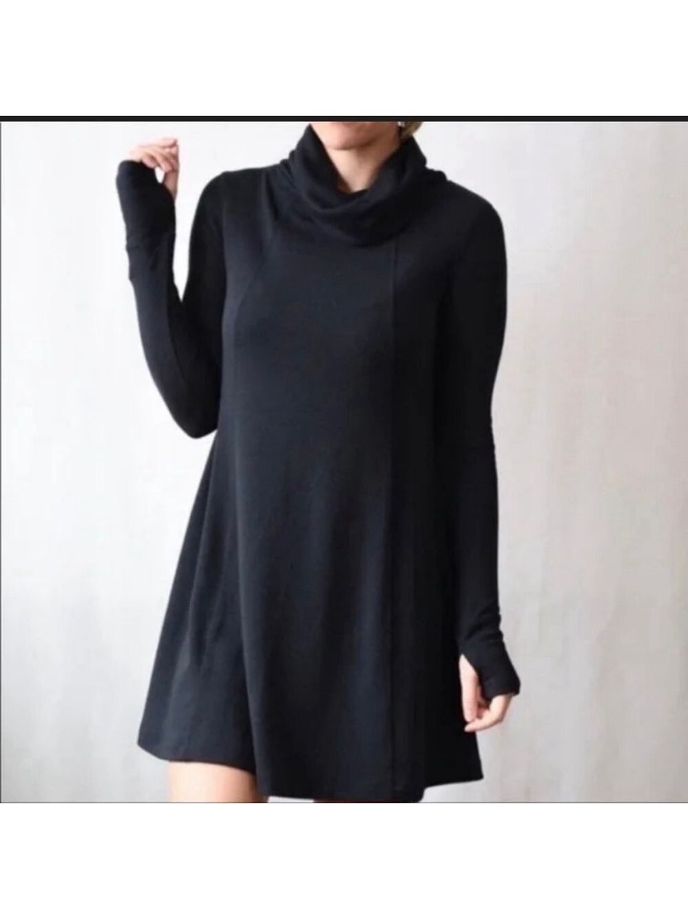 Cabi Black Long Sleeve Cowl Neck Swing Dress Size XS